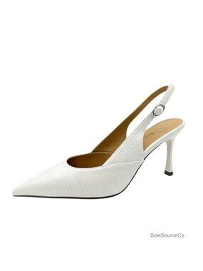 Women's Slingback Pumps Faux Leather Pointed Toe 3 Inch Stiletto Heels Formal